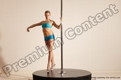 Underwear Gymnastic poses Woman White Moving poses Slim long blond Dynamic poses Academic